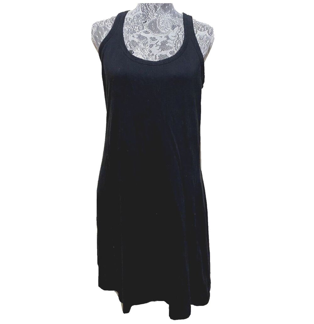 AG Adriano Goldschmied Black Tank Dress M Sleeveless Scoop Neck Cotton Stretch